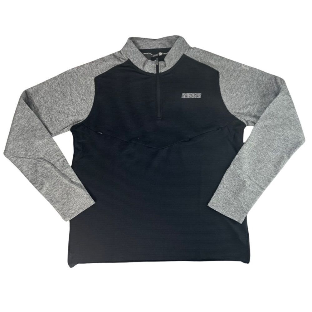 Raw Gear Men’s Black and Gray L/S Quarter Zip Shirt with Zip Pocket. Large. NWT